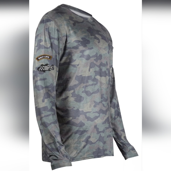 Salt Life SLX Rogue Performance Long Sleeve Shirt Men's M Army Camo UPF 50+ EUC - Picture 3 of 6